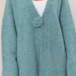HYFVE Front Rosette Longline Slit Sweater Cardigan - Image 5