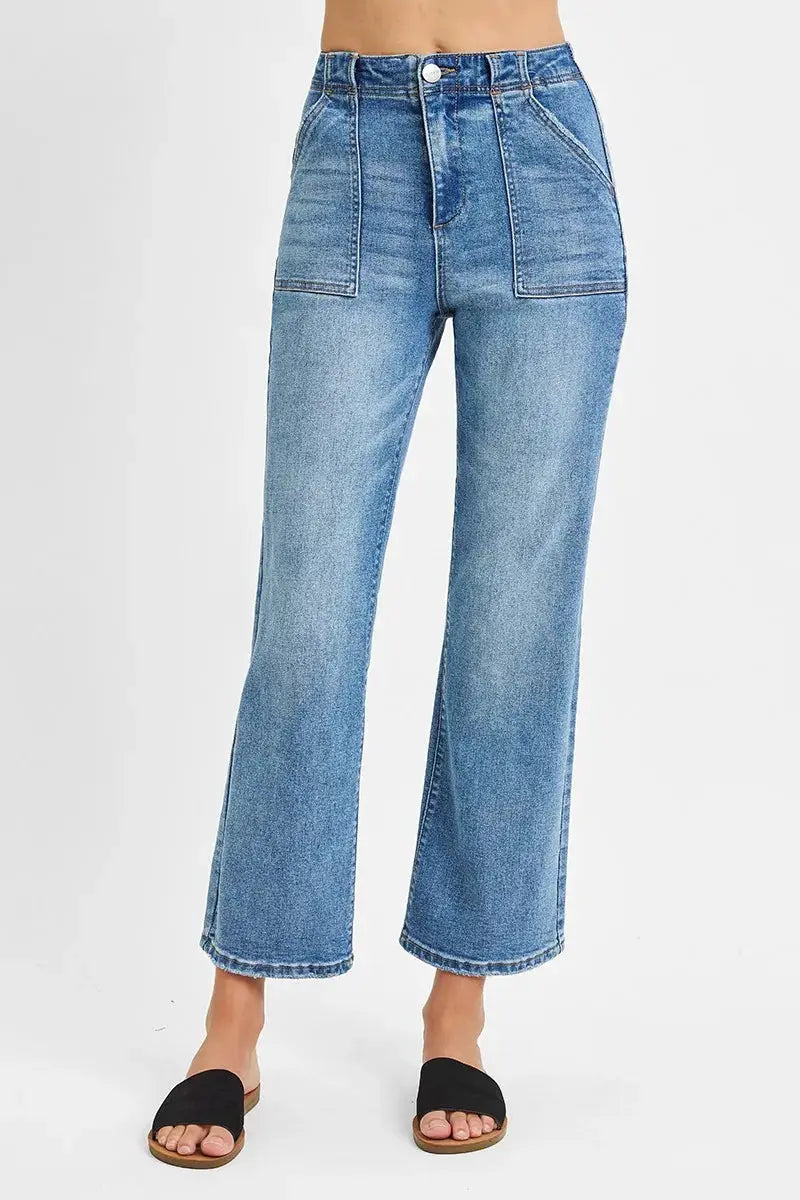 RISEN Full Size High Waisted Bootcut Cropped Jeans Plus Size - Image 2
