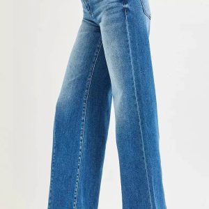 RISEN Full Size Mid Rise Wide Leg Jeans with Flared Look Plus Size - Image 4