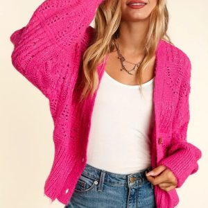 Haptics Full Size Button Down Crop Long Sleeve Cardigan - Image 2