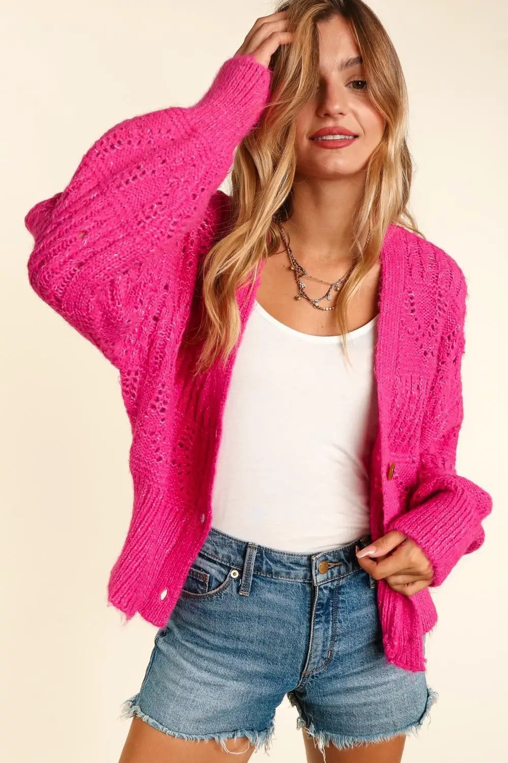 Haptics Full Size Button Down Crop Long Sleeve Cardigan - Image 2