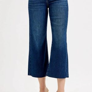 RISEN Full Size Tummy Control High Rise Crop Wide Jeans Plus Size - Image 2