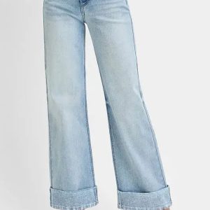RISEN Full Size Tummy Control High Rise Ankle Wide Cuffed Jeans Plus Size - Image 3