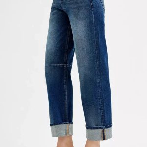 RISEN Slouchy Crop Barrel Cuffed Jeans - Image 4