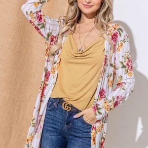 And The Why Floral Kimono Open Front Longline Cardigan - Image 5