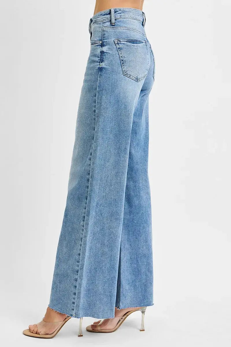 RISEN Full Size Tummy Control High Rise Ankle Palazzo Jeans Plus Size - Image 4