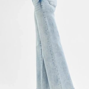 RISEN Full Size Tummy Control Low Rise Wide Leg Raw Cut Hem Jeans Plus Size - Image 4
