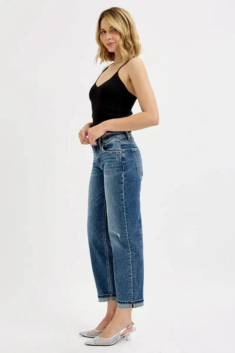 RISEN Full Size Low Rise Crop Boyfriend Jeans Plus Size - Image 7