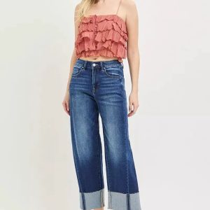 RISEN Full Size Slouchy Crop Barrel Cuffed Jeans Plus Size - Image 6