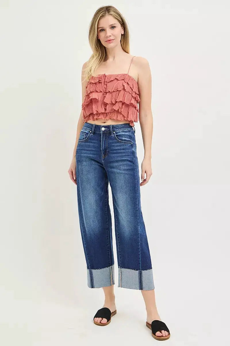 RISEN Full Size Slouchy Crop Barrel Cuffed Jeans Plus Size - Image 6