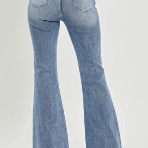 RISEN Full Size High Waist Raw Hem Flare Jeans - Image 2
