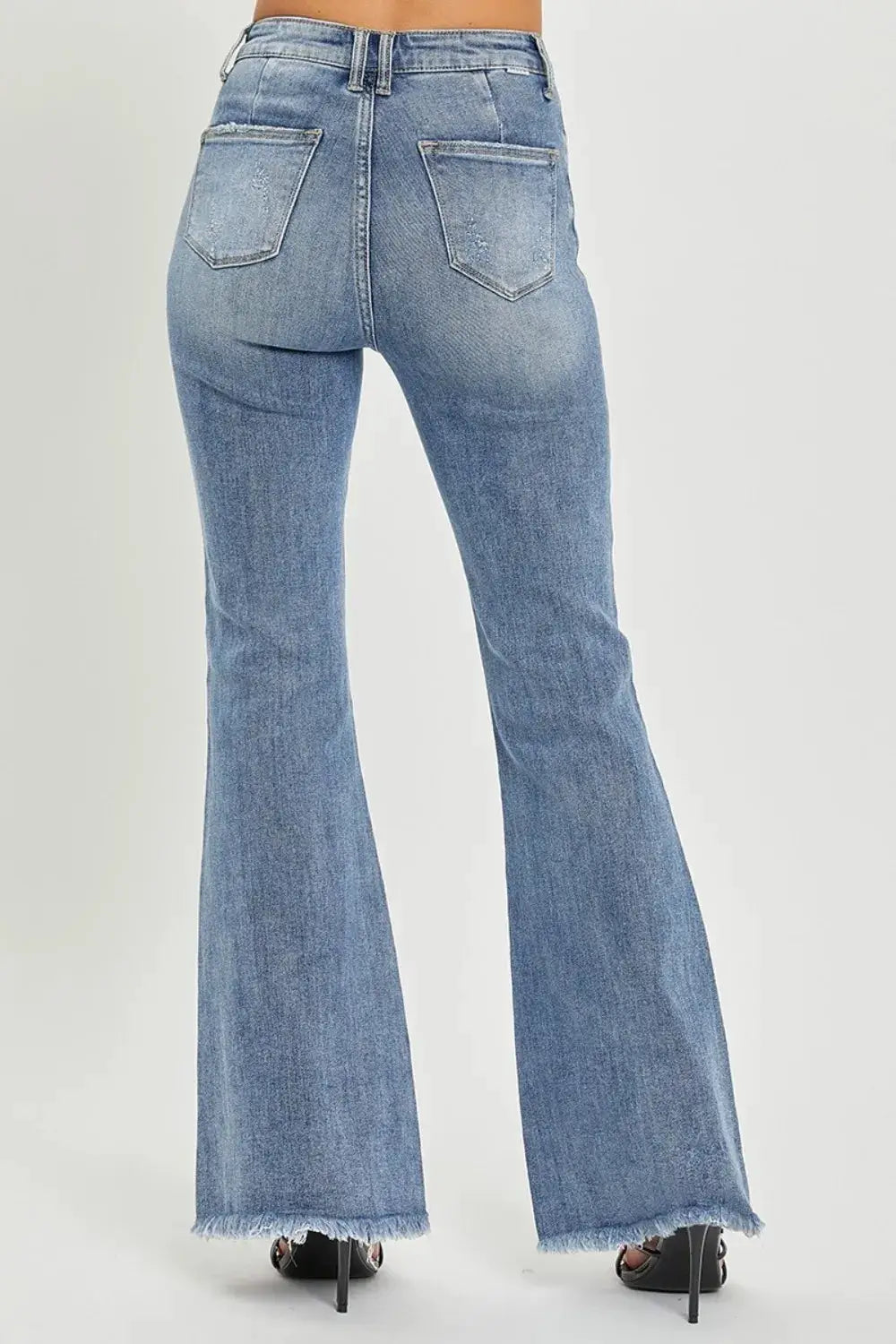 RISEN Full Size High Waist Raw Hem Flare Jeans - Image 2