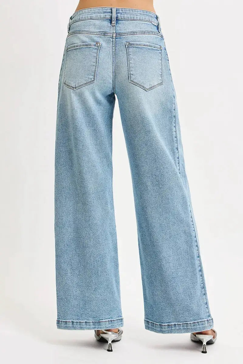 RISEN Mid Rise Wide Barrel Transferable Leg Snap Jeans - Image 8