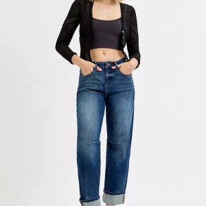 RISEN Slouchy Crop Barrel Cuffed Jeans - Image 6