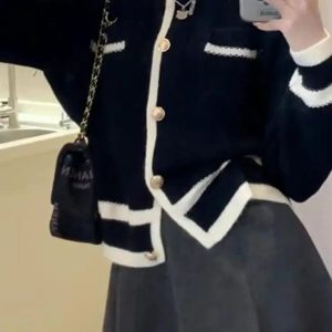 Black White Designer Inspired Botton Sweater Cardigan Jacket