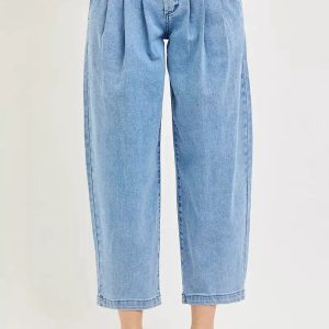 RISEN Slouchy Crop Barrel Pleated Jeans - Image 3