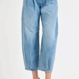 RISEN Full Size Mid Rise Fit Crop Wide Volume Leg Jeans Plus Size - Image 2