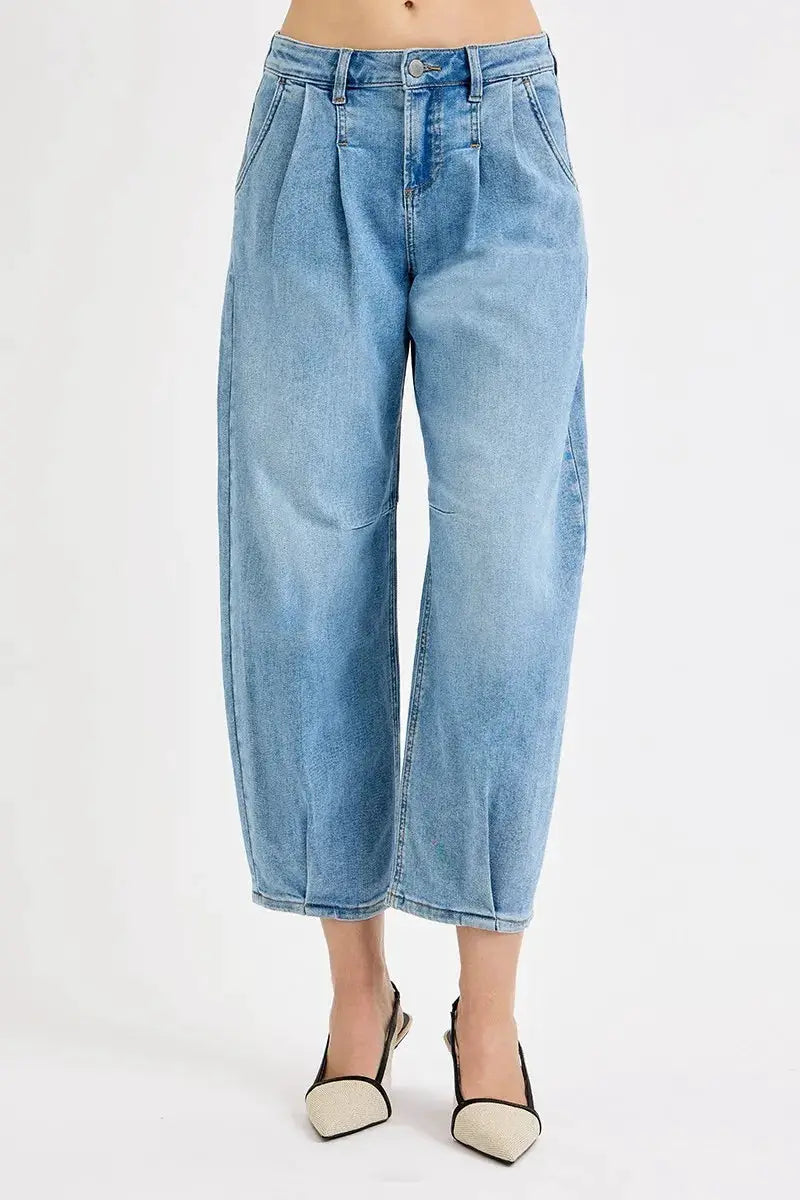 RISEN Full Size Mid Rise Fit Crop Wide Volume Leg Jeans Plus Size - Image 2