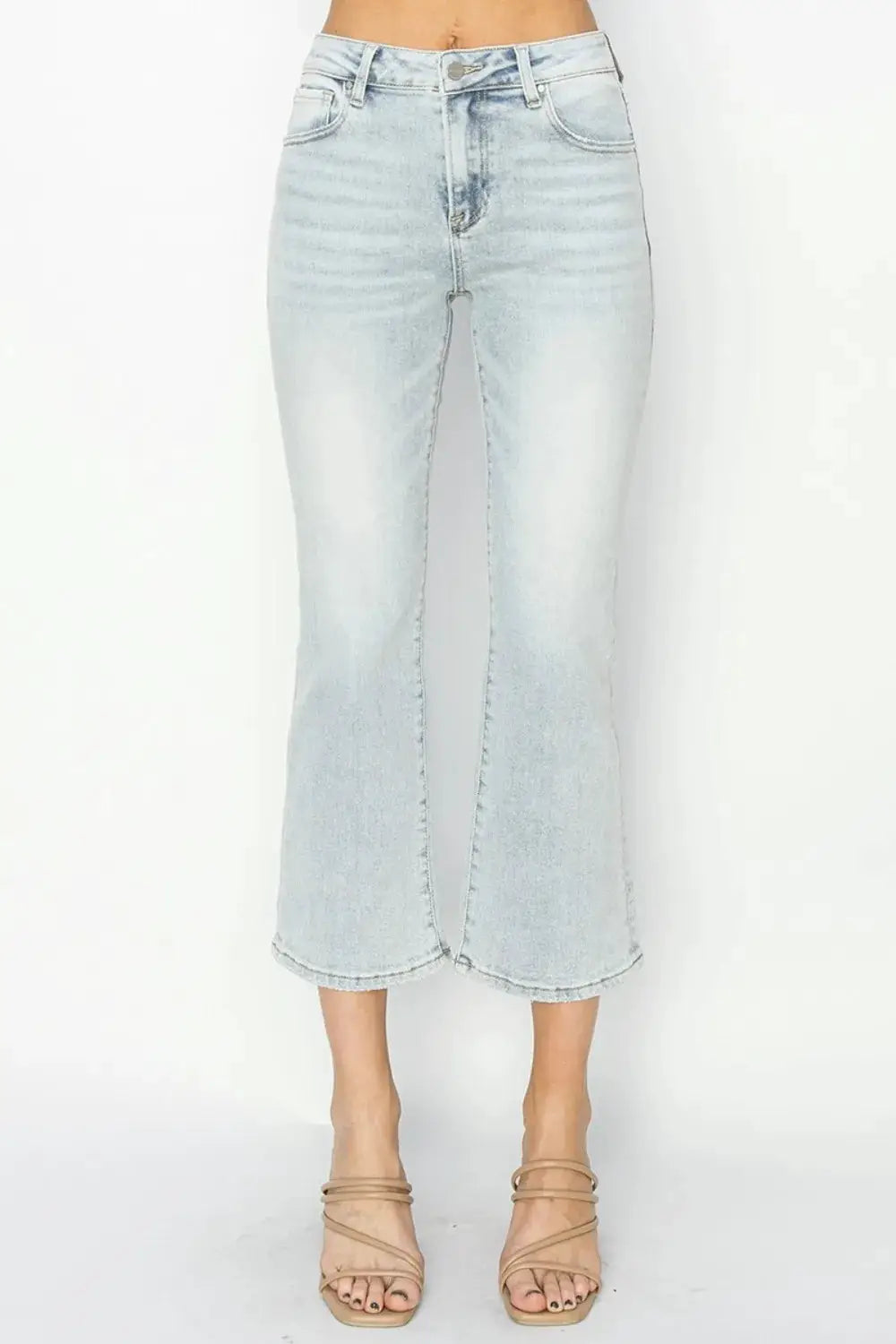 RISEN Full Size Mid Rise Cropped Flare Jeans - Image 5