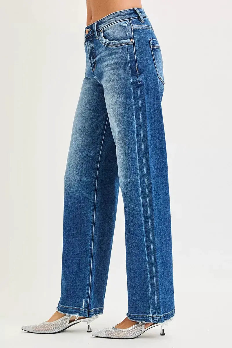 RISEN Full Size Slouchy Baggy Jeans Pocket Side Seam Detail Plus Size - Image 4