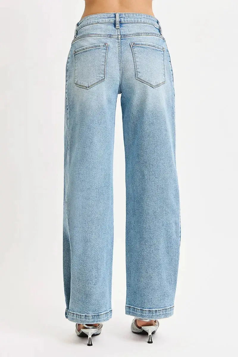 RISEN Mid Rise Wide Barrel Transferable Leg Snap Jeans - Image 7