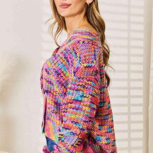 Woven Right V-Neck Long Sleeve Cardigan - Image 9