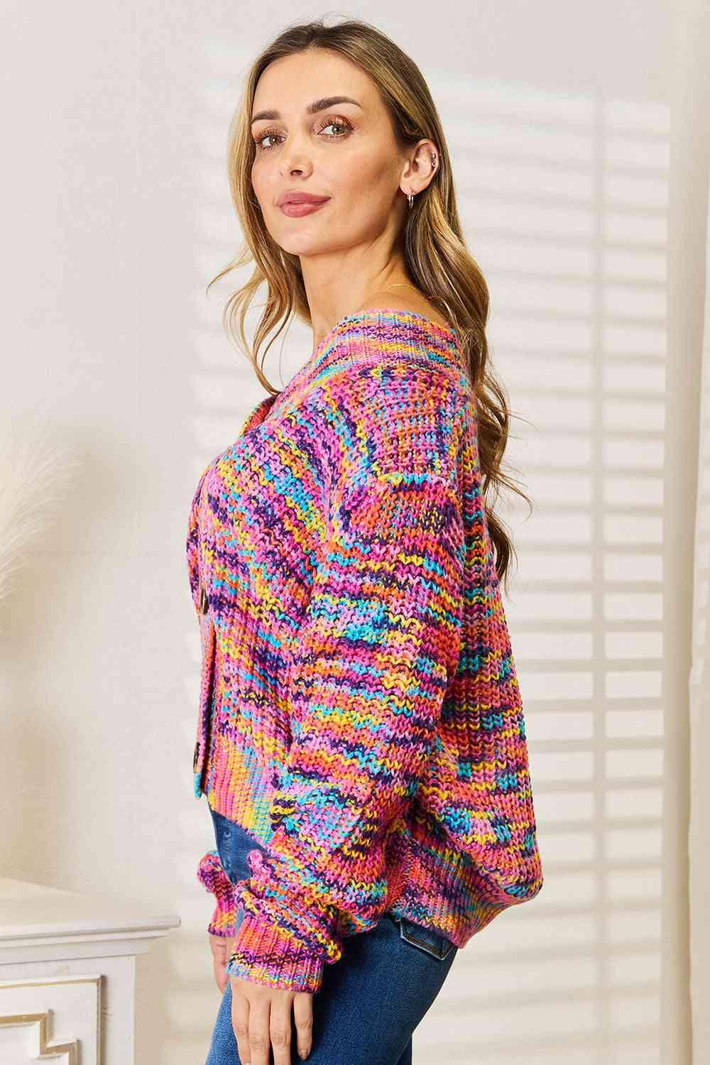 Woven Right V-Neck Long Sleeve Cardigan - Image 9
