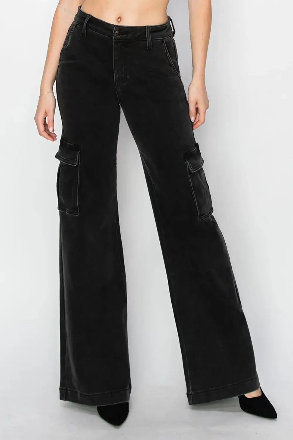 Risen Full Size High Rise Wide Leg Cargo Jeans - Image 5