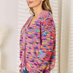Woven Right V-Neck Long Sleeve Cardigan - Image 8