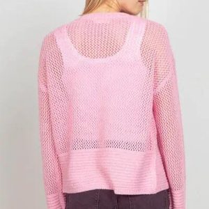 VERY J Eyelet Open Front Long Sleeve Cardigan - Image 2