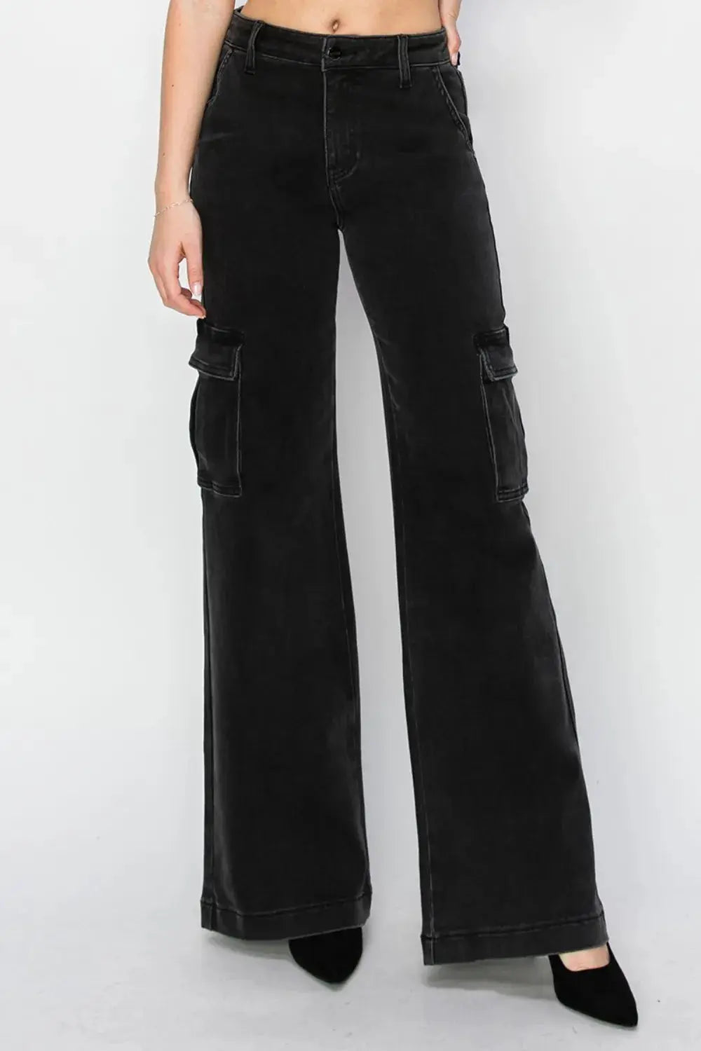 Risen Full Size High Rise Wide Leg Cargo Jeans - Image 4