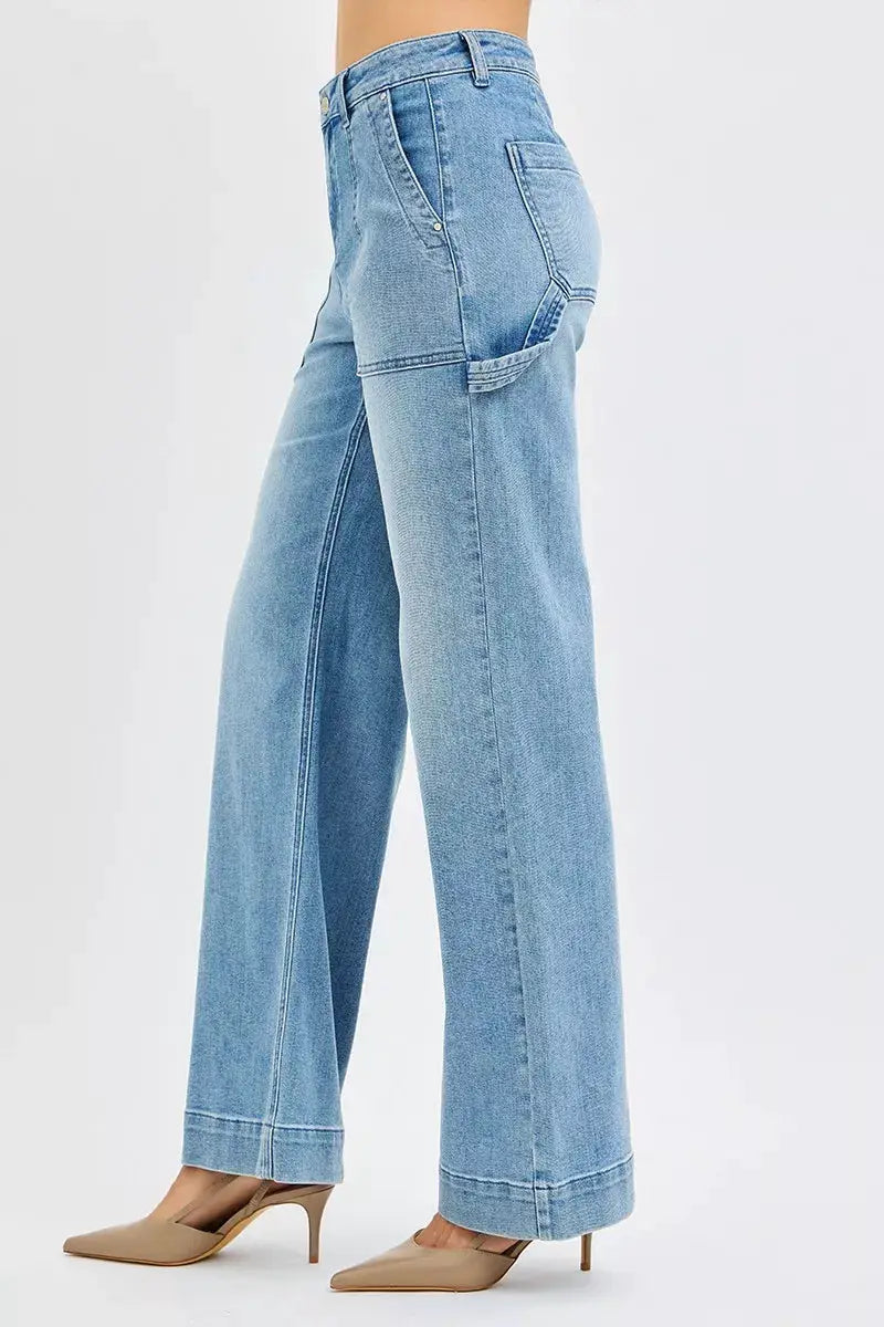 RISEN Full Size High Rise Straight Leg Jeans with Front Pockets Plus Size - Image 4
