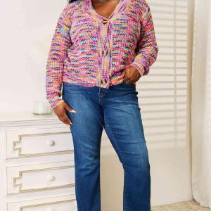 Woven Right V-Neck Long Sleeve Cardigan - Image 4