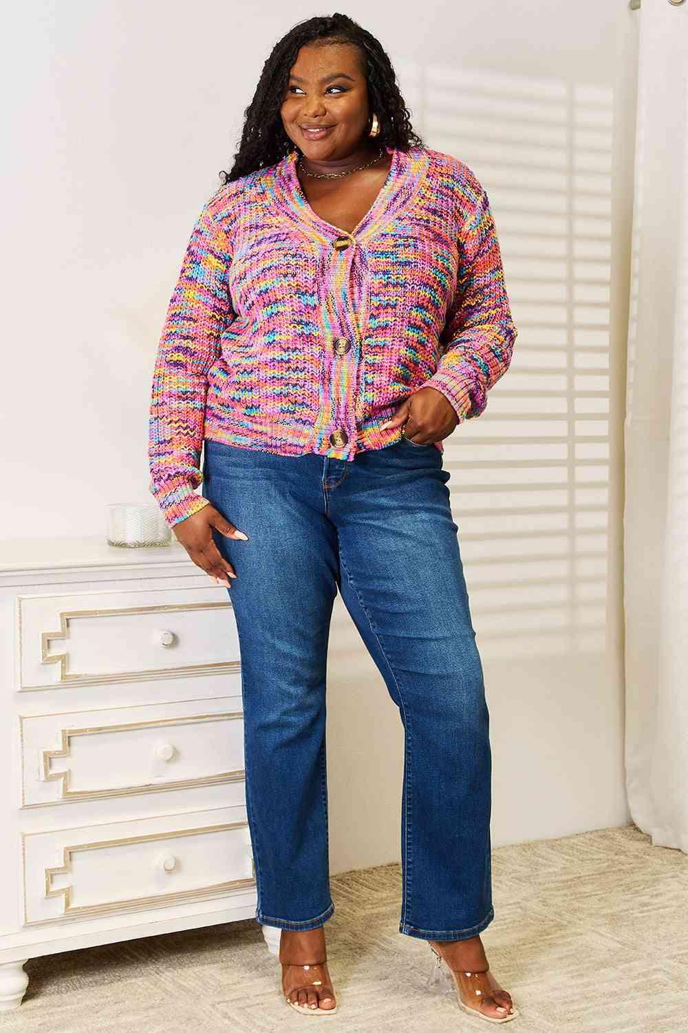 Woven Right V-Neck Long Sleeve Cardigan - Image 4