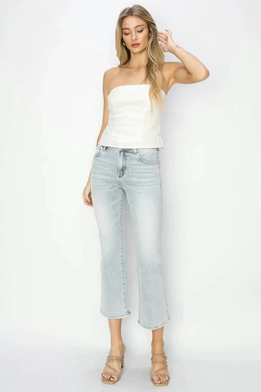 RISEN Full Size Mid Rise Cropped Flare Jeans - Image 7