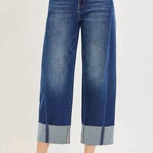 RISEN Full Size Slouchy Crop Barrel Cuffed Jeans Plus Size - Image 1