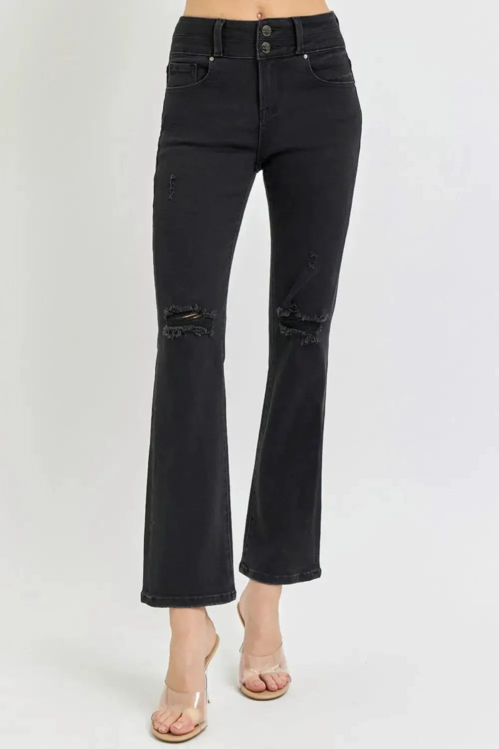 RISEN Full Size High Rise Wide Waistband Ankle Bootcut Jeans - Image 5