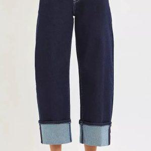 RISEN Slouchy Crop Barrel Cuffed Hem Jeans - Image 1