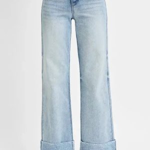 RISEN Full Size Tummy Control High Rise Ankle Wide Cuffed Jeans Plus Size - Image 1