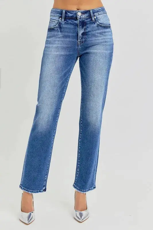 RISEN Mid Rise Ankle Tapered Jeans