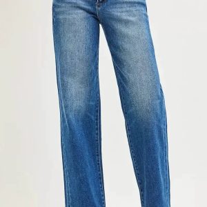 RISEN Full Size Slouchy Baggy Jeans Pocket Side Seam Detail Plus Size - Image 2