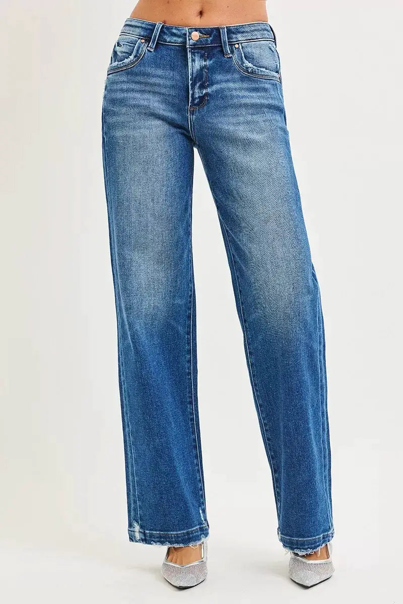 RISEN Full Size Slouchy Baggy Jeans Pocket Side Seam Detail Plus Size - Image 2