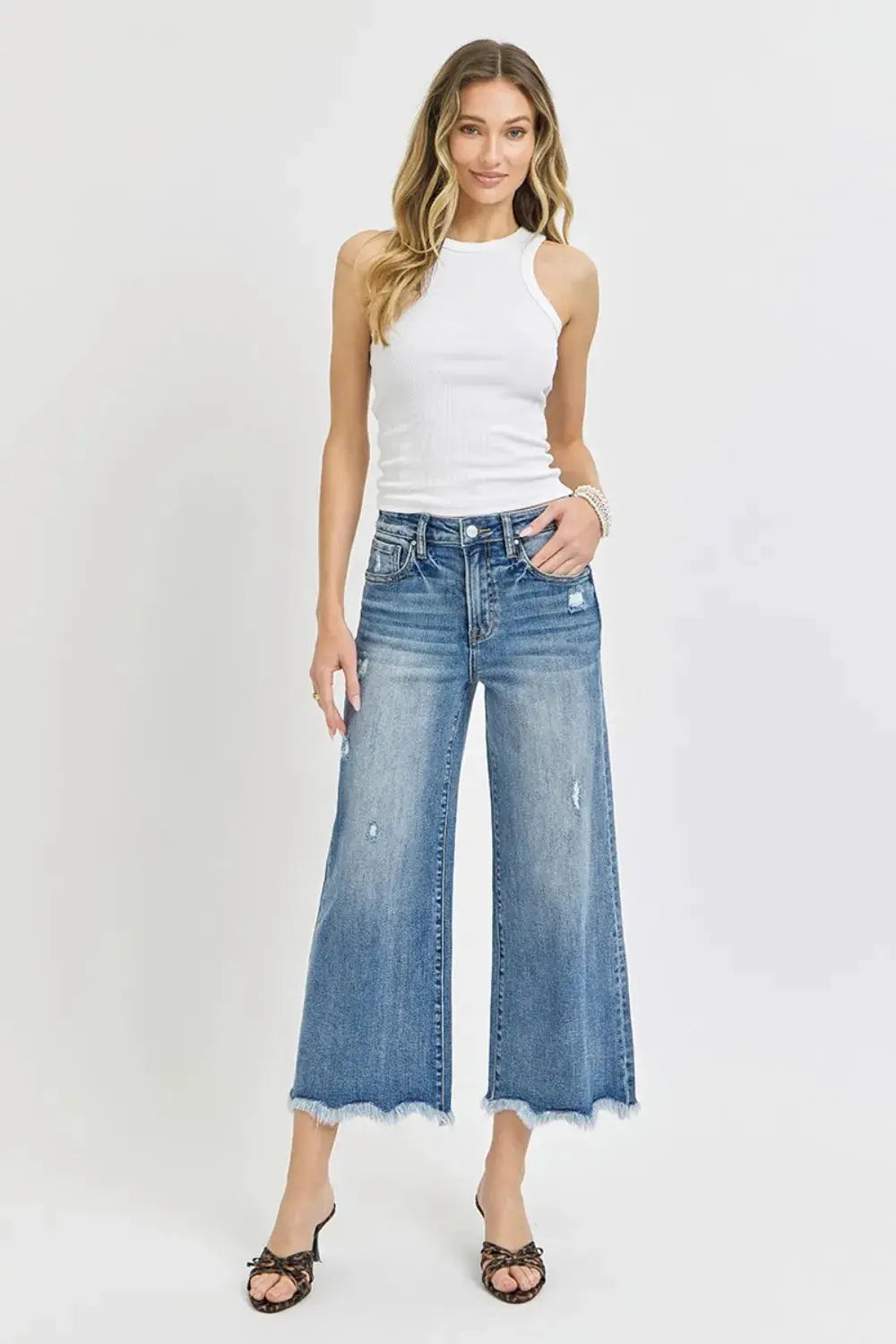 Risen High Rise Cropped Flare Jeans - Image 6