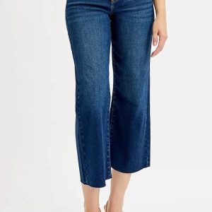 RISEN Full Size Tummy Control High Rise Crop Wide Jeans Plus Size - Image 1