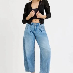 RISEN Full Size Mid Rise Fit Crop Wide Volume Leg Jeans Plus Size - Image 6