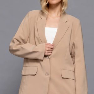 Long slv front button closure blazer - Image 1