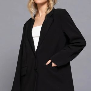Long slv front button closure blazer - Image 5