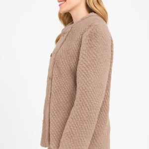 Textured Double-breasted Faux Shearling Jacket - Image 2