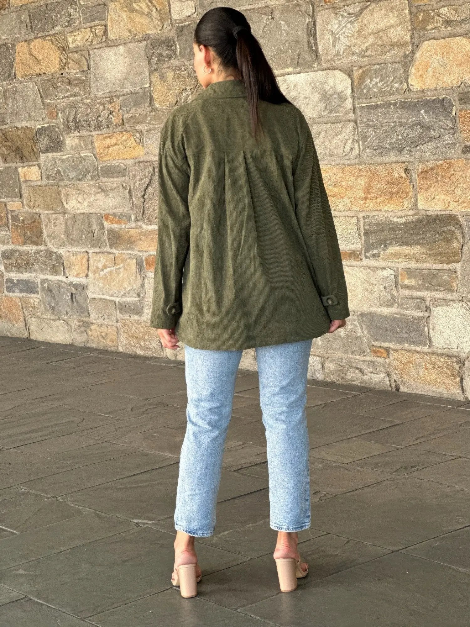 Oversized Corduroy Shacket Button Down Utility - Image 4