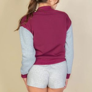 Letter Patched Striped Trim Varsity Jacket - Image 11